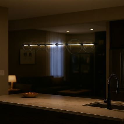 LED lustra uz troses ATOLA LED/19W/230V melna/caurspīdīga