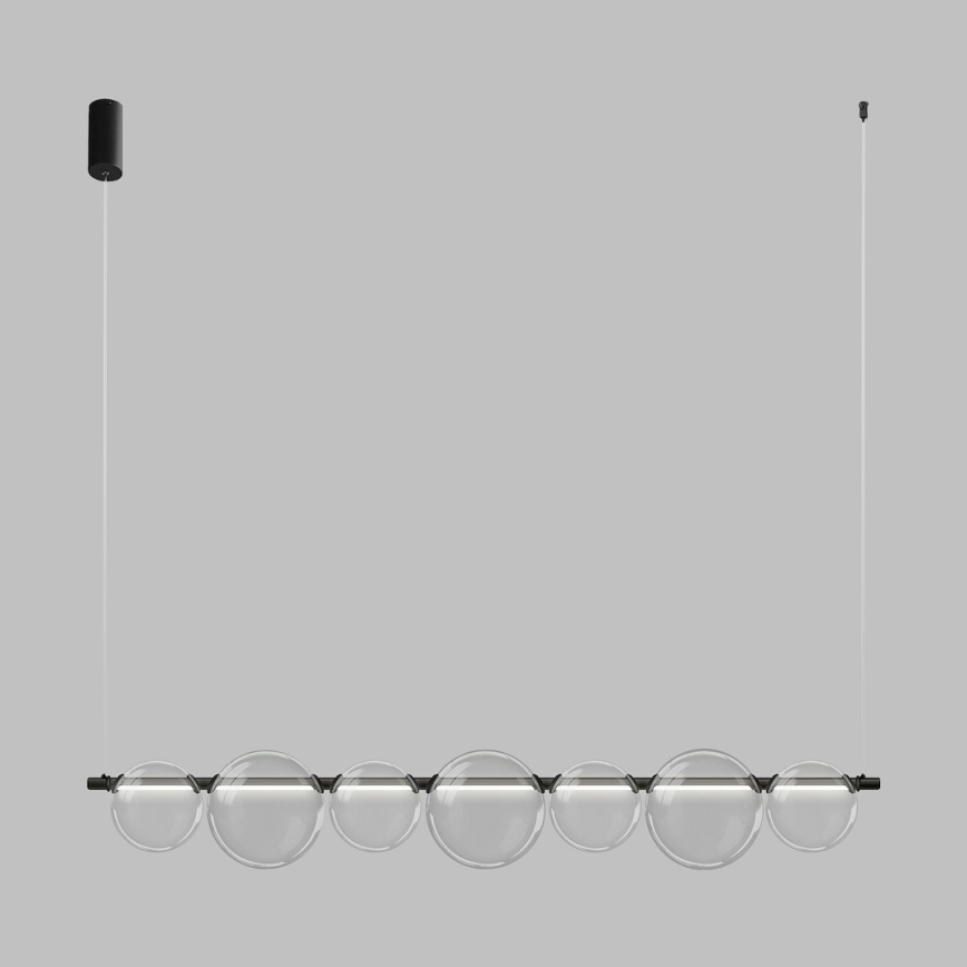 LED lustra uz troses ATOLA LED/19W/230V melna/caurspīdīga