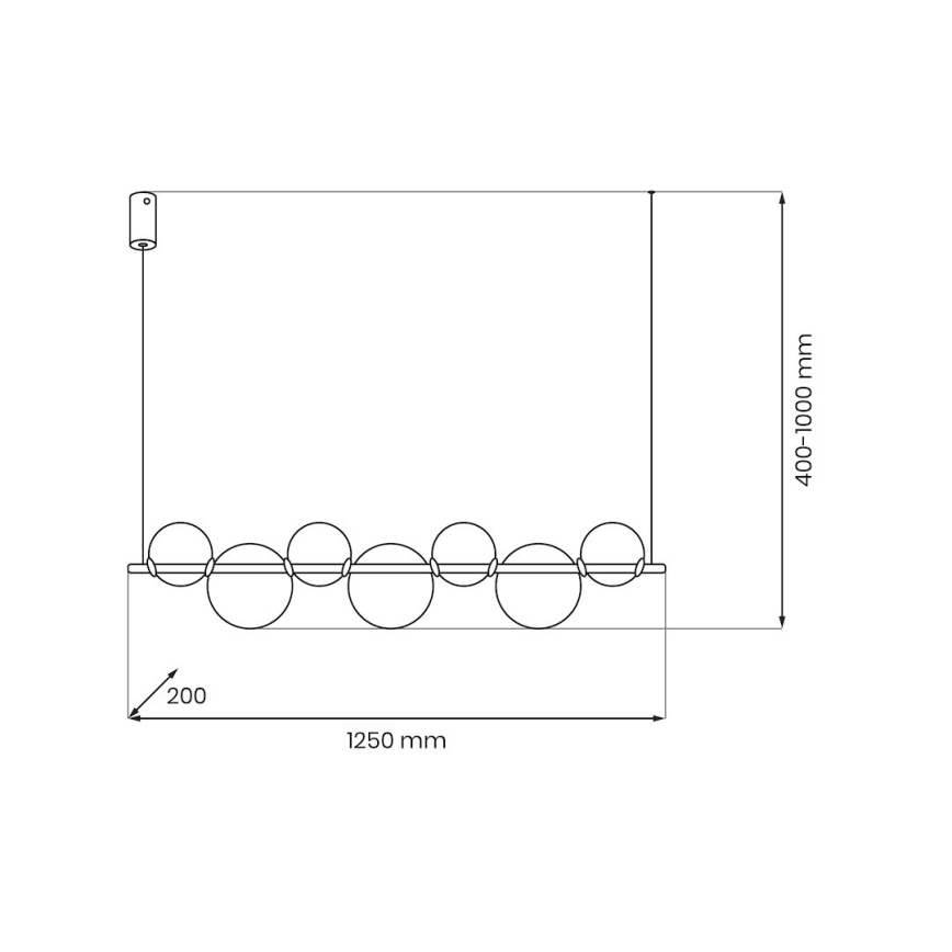 LED lustra uz troses ATOLA LED/19W/230V melna/caurspīdīga