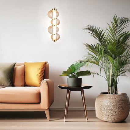 LED lustra uz troses BOLLA LED/17W/230V Ø 16 cm zelta/dūmakaini bēša