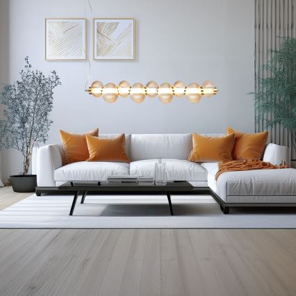 LED lustra uz troses BOLLA LED/32W/230V zelta/dūmakaini bēša