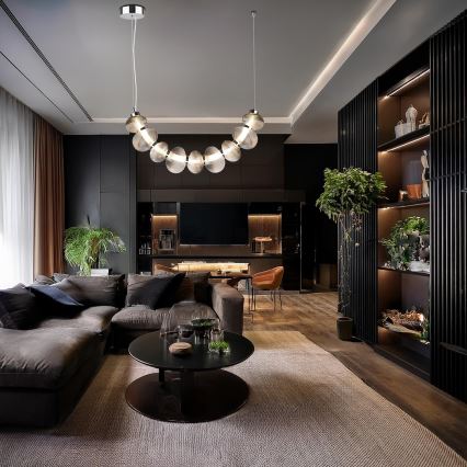 LED lustra uz troses BOLLA LED/36W/230V spīdīgs hroms/dūmakaini pelēks