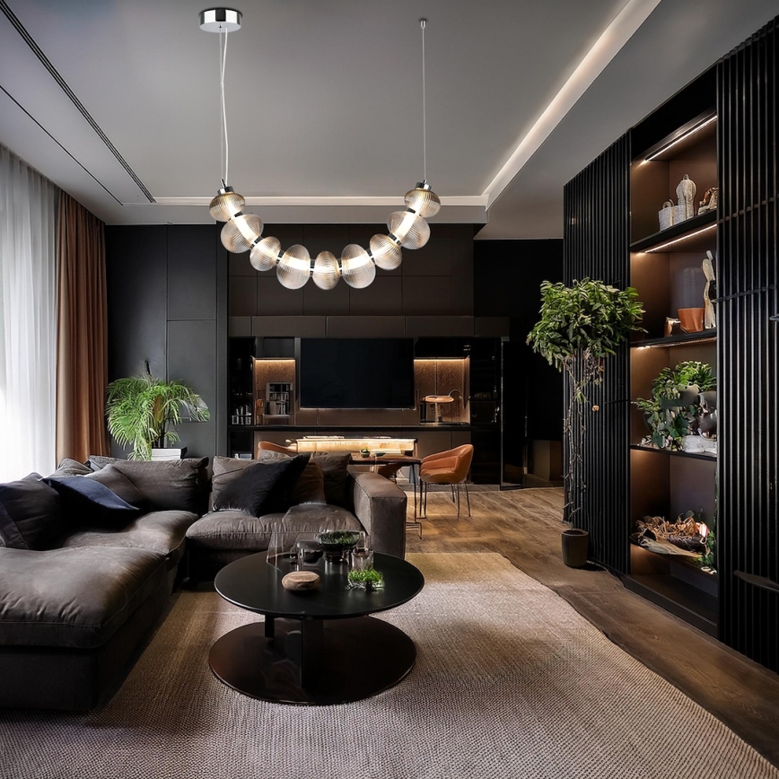 LED lustra uz troses BOLLA LED/36W/230V spīdīgs hroms/dūmakaini pelēks