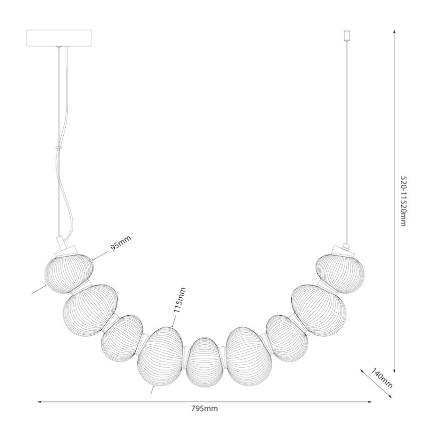 LED lustra uz troses BOLLA LED/36W/230V spīdīgs hroms/dūmakaini pelēks