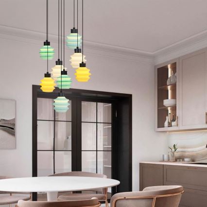 LED lustra uz troses CACTUS 8xLED/2,8W/230V 3000K zaļā/dzeltenā/balta