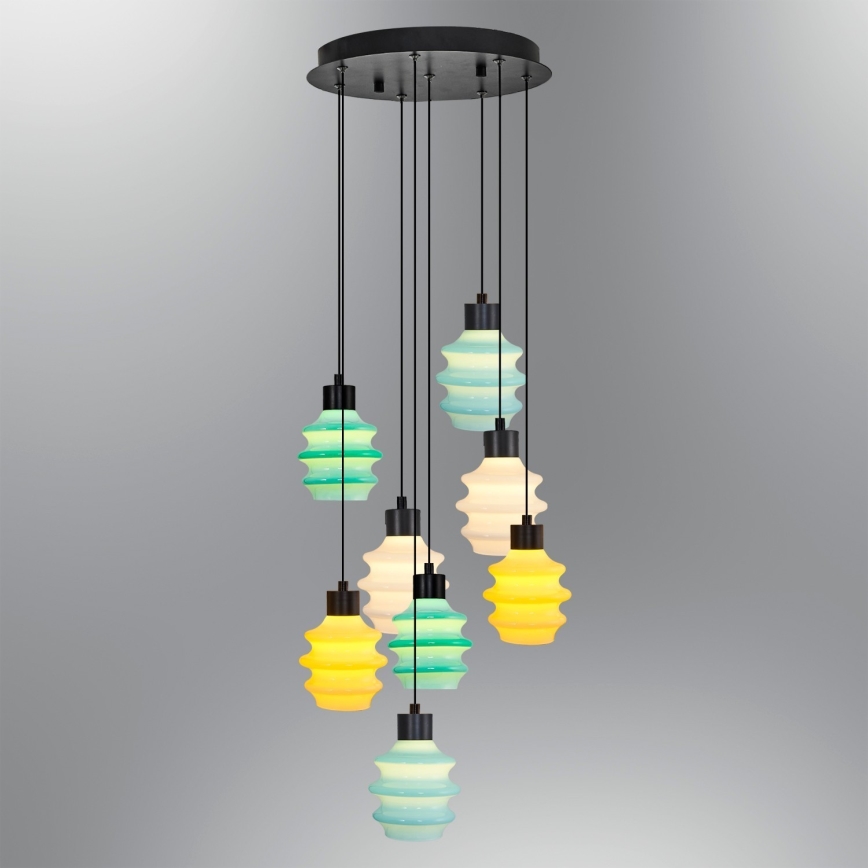 LED lustra uz troses CACTUS 8xLED/2,8W/230V 3000K zaļā/dzeltenā/balta