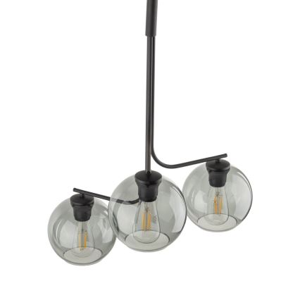 LED lustra uz troses CESAR 3xE27/15W/230V melna/dūmakaini pelēka