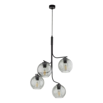 LED lustra uz troses CESAR 4xE27/15W/230V melna/dūmakaini pelēka