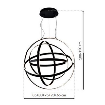 LED lustra uz troses COPERNICUS LED/260W/230V melna