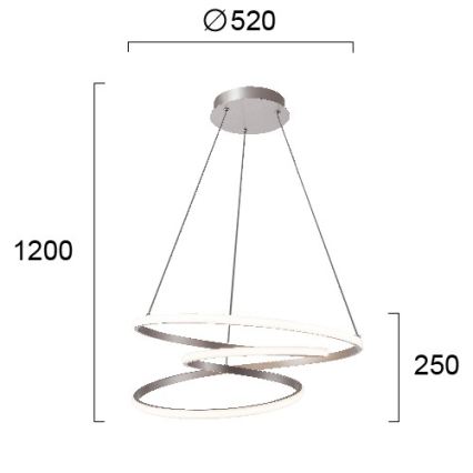 LED lustra uz troses CORT LED/40W/230V sudraba
