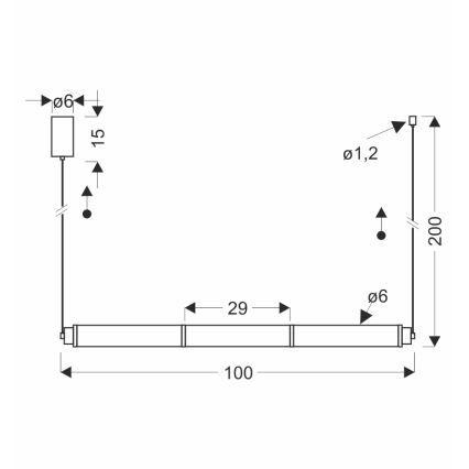 LED lustra uz troses CORTE LED/25W/230V melna