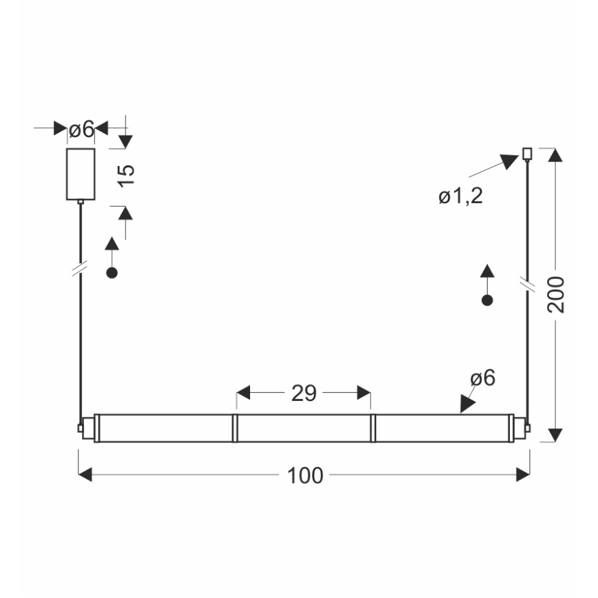 LED lustra uz troses CORTE LED/25W/230V melna