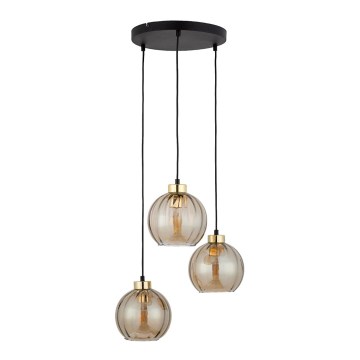 LED lustra uz troses DEVI 3xE27/15W/230V melna/dūmaina bēša