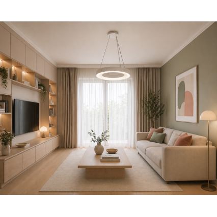 LED lustra uz troses DRAX LED/32W/230V 4000K pr. 38 cm balta