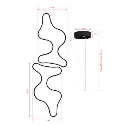 LED lustra uz troses DUPLE ARTISAN LED/80W/230V 6500K melna