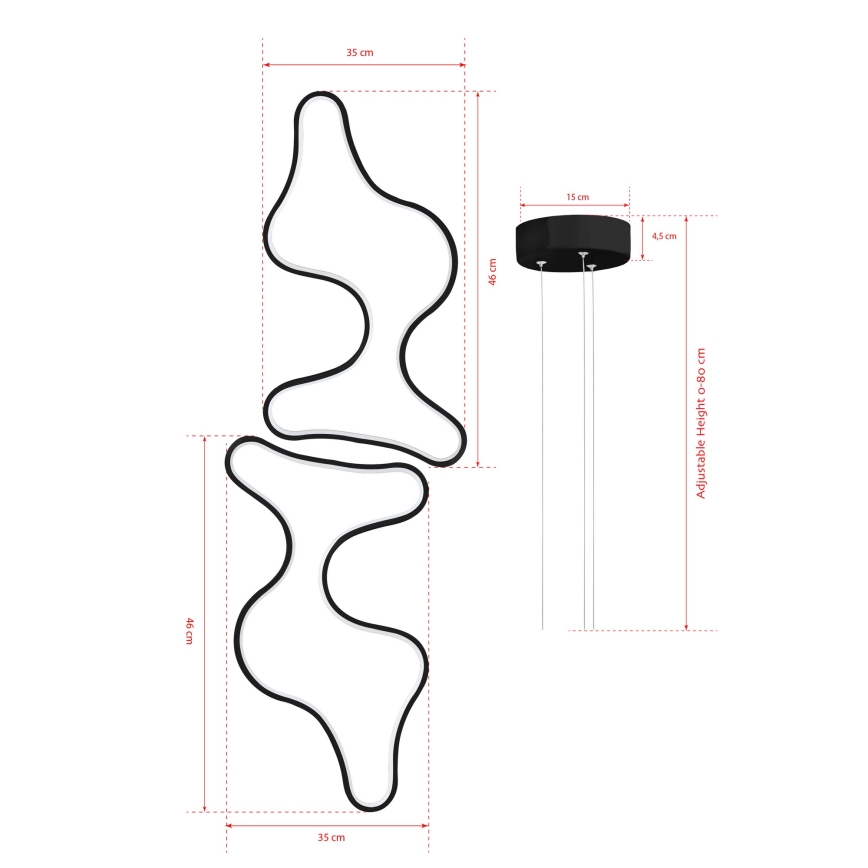 LED lustra uz troses DUPLE ARTISAN LED/80W/230V 6500K melna