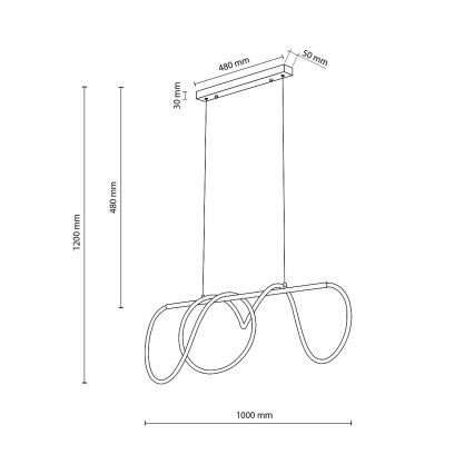 LED lustra uz troses FLEXI LED/45W/230V 4000K melna