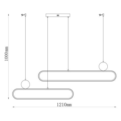 LED lustra uz troses FLORENTYNA LED/48W/230V 4000K melna/balta