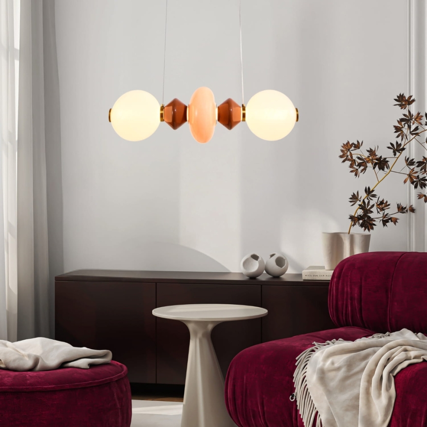 LED lustra uz troses FLORES LED/15W/230V zelta/oranžā/brūnā