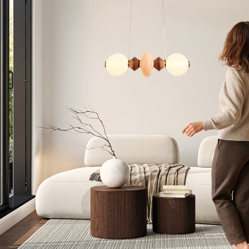 LED lustra uz troses FLORES LED/15W/230V zelta/oranžā/brūnā