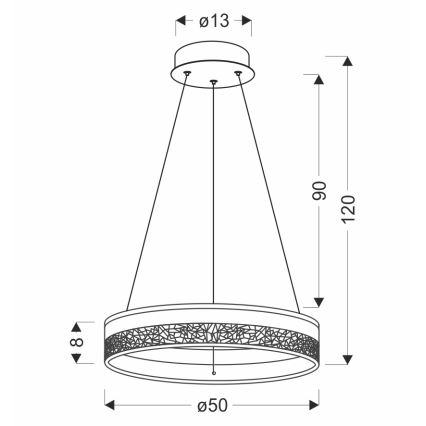 LED lustra uz troses FROZI LED/32W/230V Ø 50 cm zelta