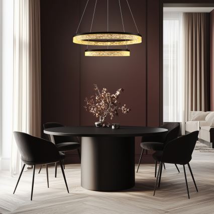 LED lustra uz troses FROZI LED/38W/230V Ø 60 cm melna