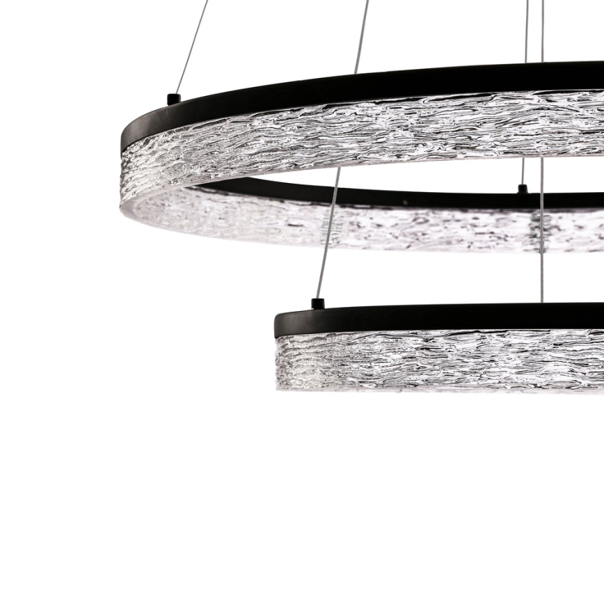 LED lustra uz troses FROZI LED/38W/230V Ø 60 cm melna