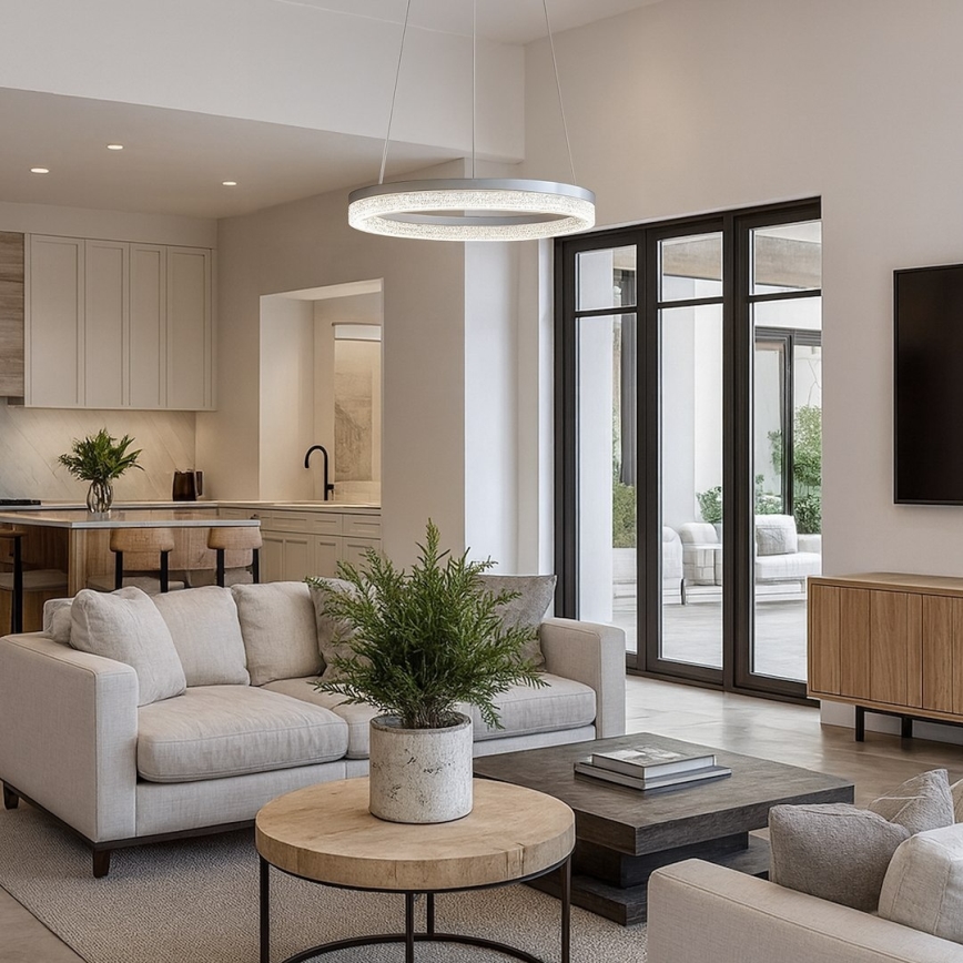 LED lustra uz troses GALA LED/25W/230V Ø 50 cm sudraba