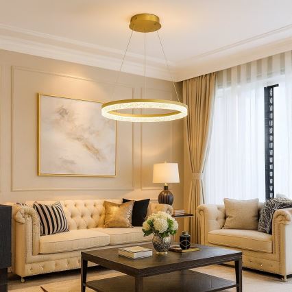LED lustra uz troses GALA LED/25W/230V Ø 50 cm, zelta krāsā