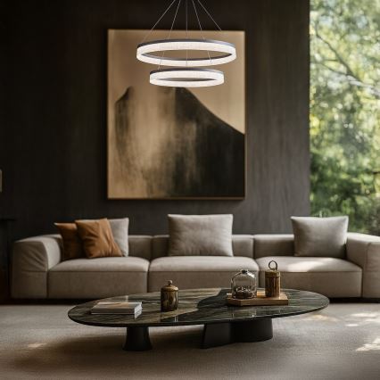 LED lustra uz troses GALA, LED/54W/230V, Ø 60 cm, sudraba