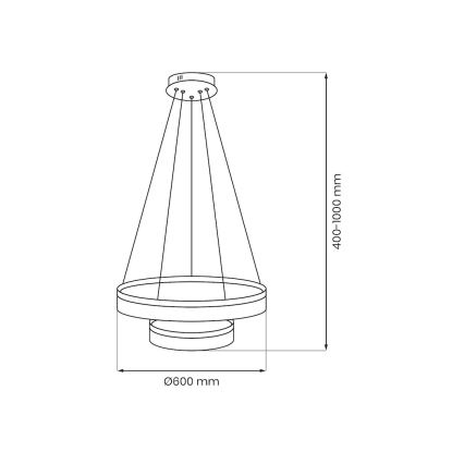 LED lustra uz troses GALA, LED/54W/230V, Ø 60 cm, sudraba