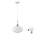 LED lustra uz troses HARMA 1xE27/60W/230V Ø 30 cm matēts hroms/balta