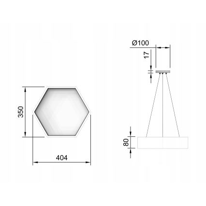 LED lustra uz troses LED/20W/230V melna