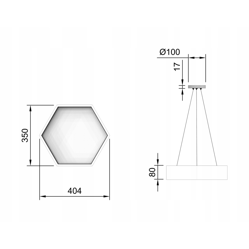 LED lustra uz troses LED/20W/230V melna