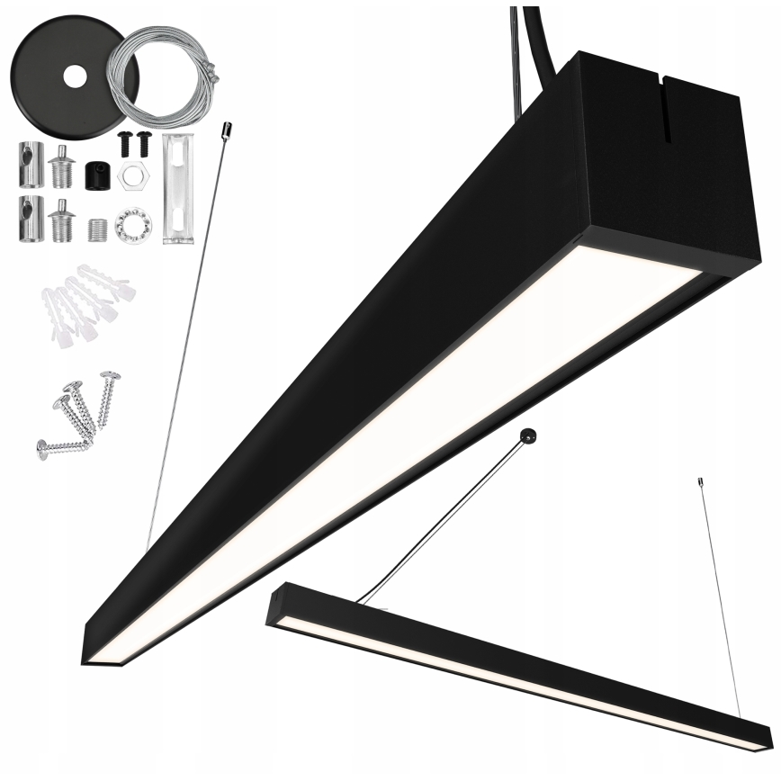 LED lustra uz troses LED/44W/230V 6000K 120 cm melna