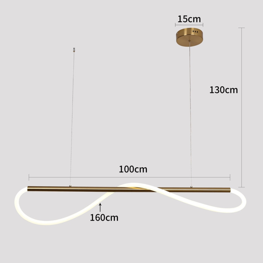 LED lustra uz troses MELECA LED/24W/230V 3000/4000/6000K 100 cm zelta