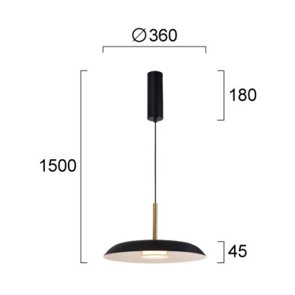 LED lustra uz troses NUDO LED/11W/230V 3000/4000/6000K melna