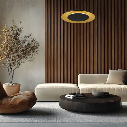 LED lustra uz troses PIATTINO LED/30W/230V 2700/3200/4000K Ø 40 cm melna/zelta