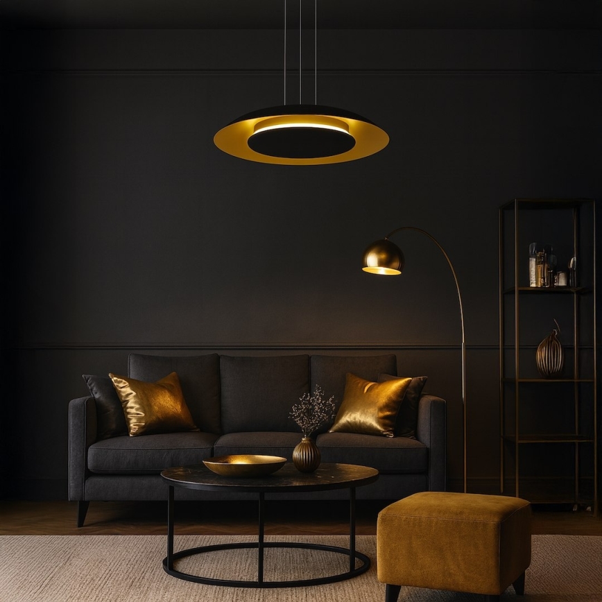 LED lustra uz troses PIATTINO LED/30W/230V 2700/3200/4000K Ø 40 cm melna/zelta