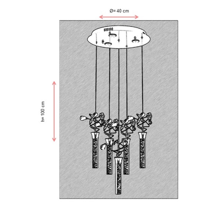 LED lustra uz troses PIGEON 5xLED/6W/230V 6500K pulēts hroms