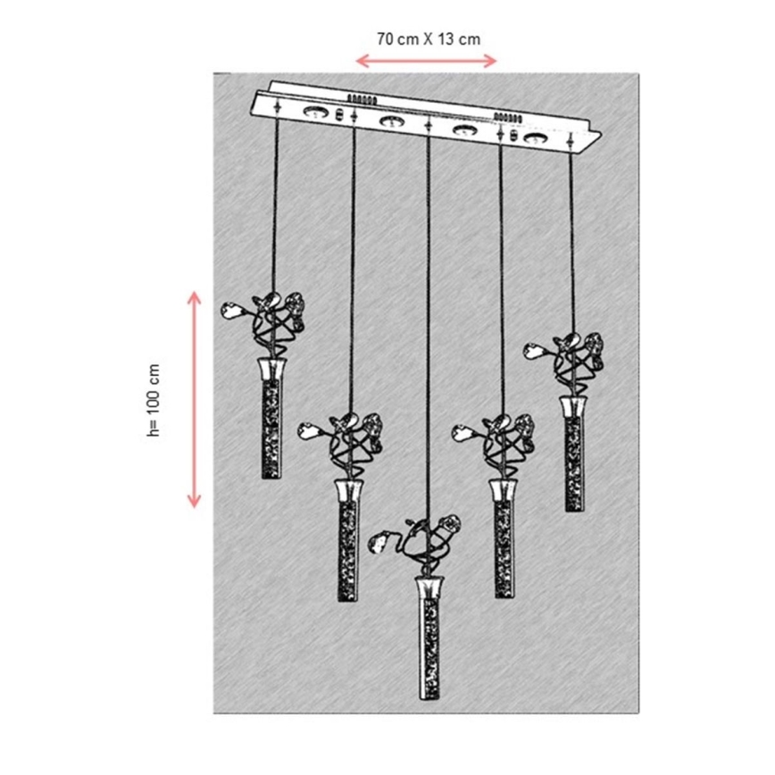 LED lustra uz troses PIGEON 5xLED/6W/230V 6500K spīdīgs hroms