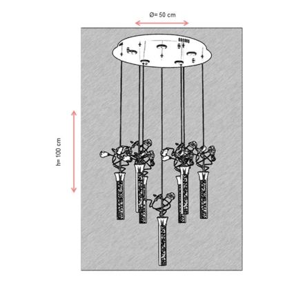 LED lustra uz troses PIGEON 7xLED/6W/230V 6500K spīdīgs hroms