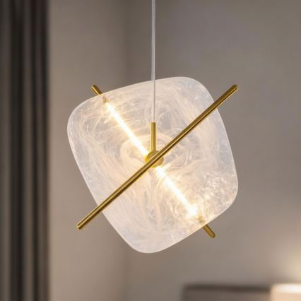LED lustra uz troses RELAX LED/15W/230V zelta/balta