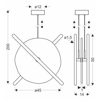 LED lustra uz troses RELAX LED/15W/230V zelta/balta