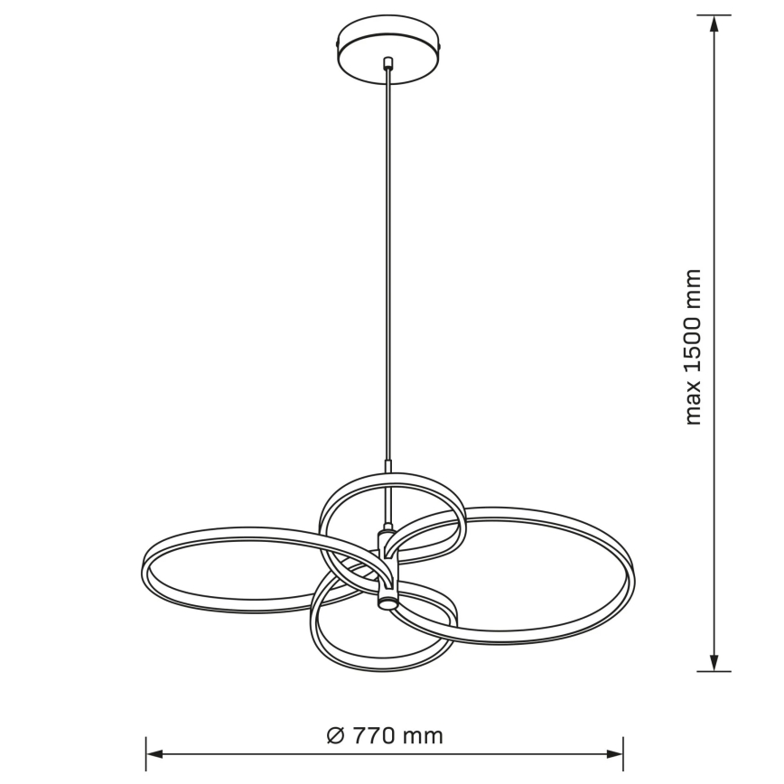 LED lustra uz troses RIBBON LED/37W/230V 4000K melna
