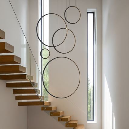 LED lustra uz troses SATURNO LED/100W/230V melna