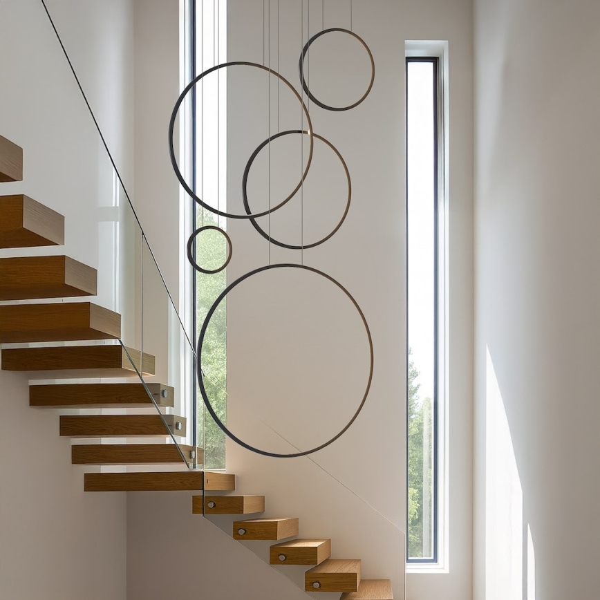 LED lustra uz troses SATURNO LED/100W/230V melna