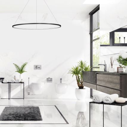 LED lustra uz troses SATURNO LED/65W/230V Ø 120 cm IP44 melna