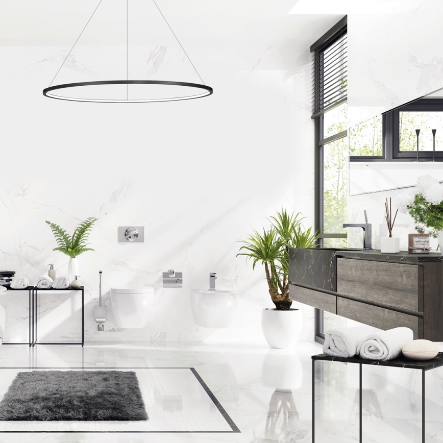 LED lustra uz troses SATURNO LED/65W/230V Ø 120 cm IP44 melna