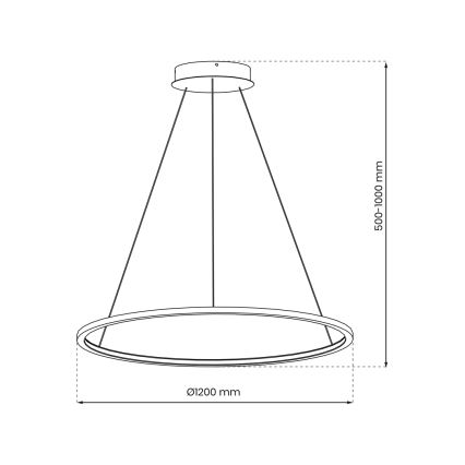 LED lustra uz troses SATURNO LED/65W/230V Ø 120 cm IP44 melna